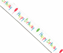 Happy Birthday Satin Ribbon, 20m
