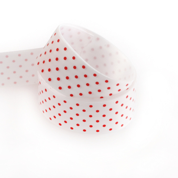 Red Polka Dot Ribbon, 100yds