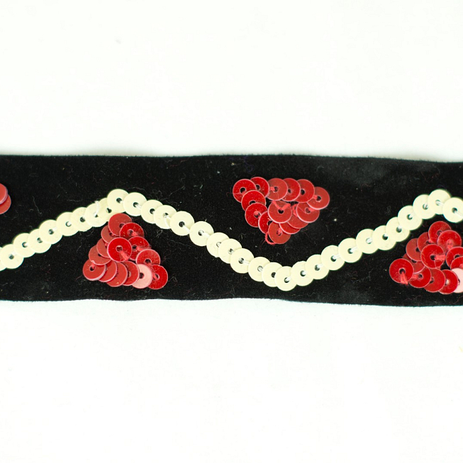 Red Sequined Velvet Ribbon, 20m