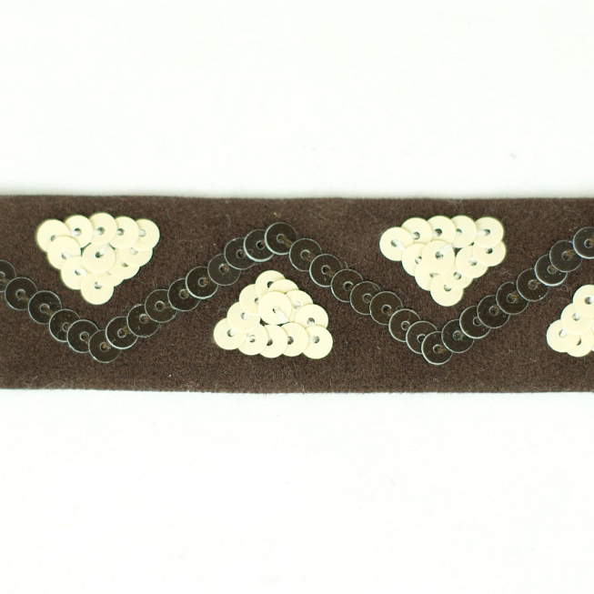 Beige Sequined Velvet Ribbon, 5m