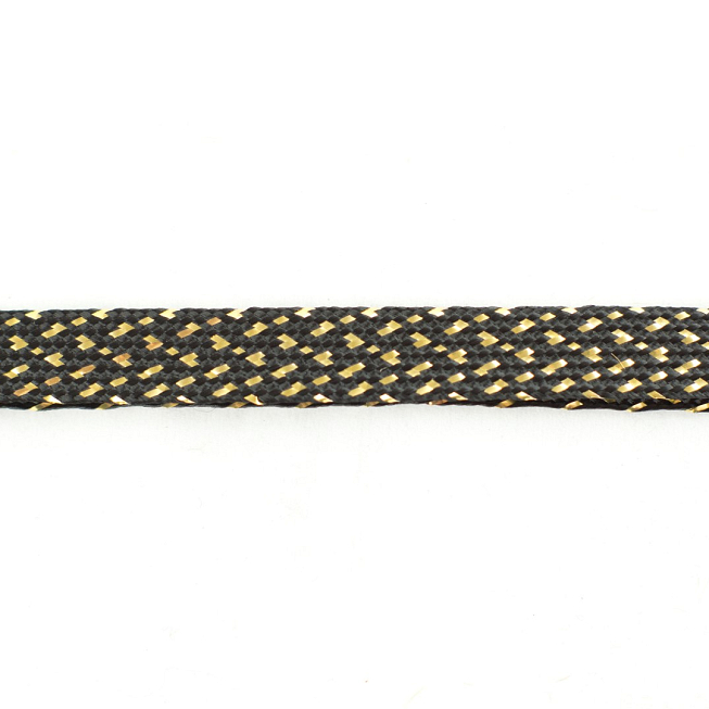 20mm Black w Gold Folded Braid, 25m