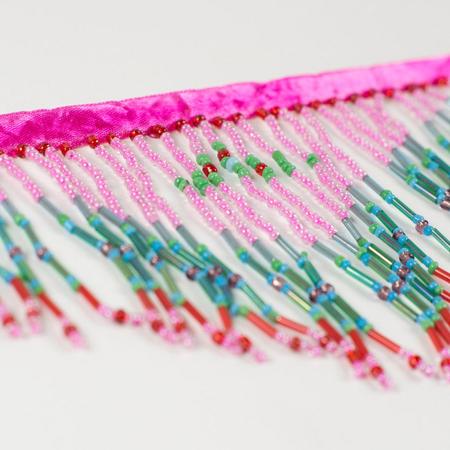 Pink Green Beaded Fringe, 10pcs