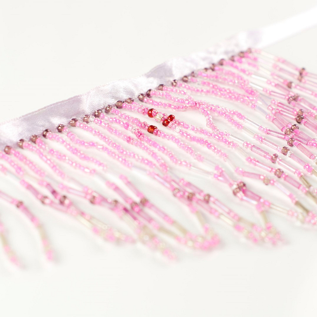 Pink, Lilac Beaded Fringe, 10pcs