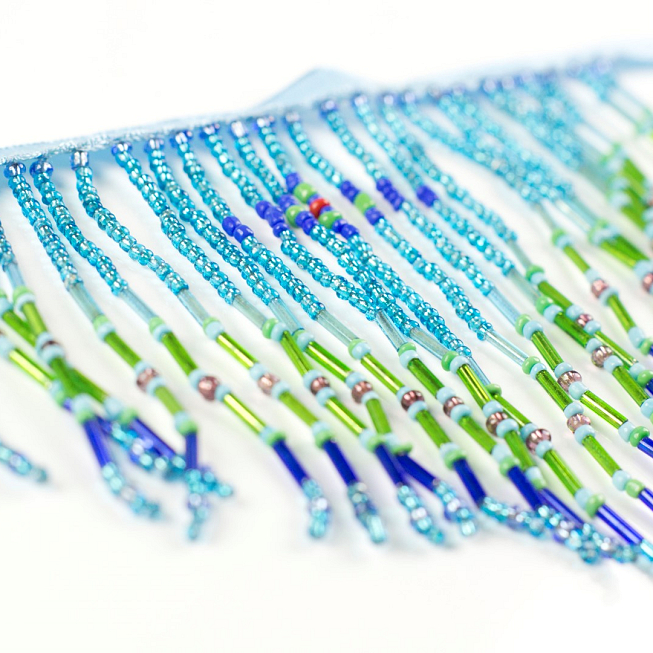 Blue Beaded Fringe, 10pcs