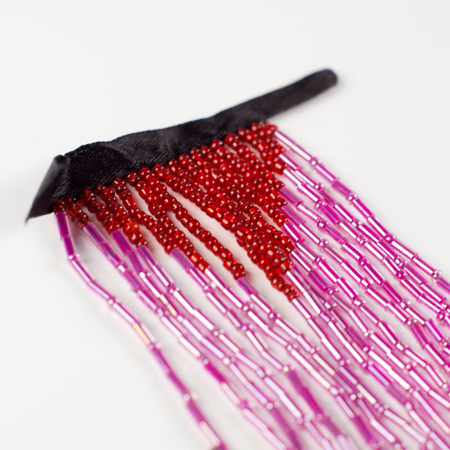 Red Purple Beaded Fringe, 10pcs