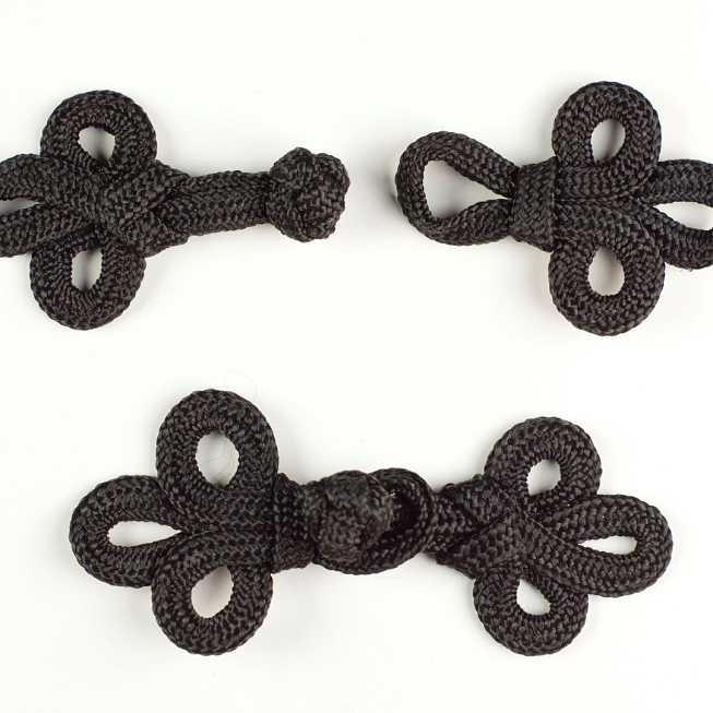 Large Black Frog Fasteners, 10 Pairs