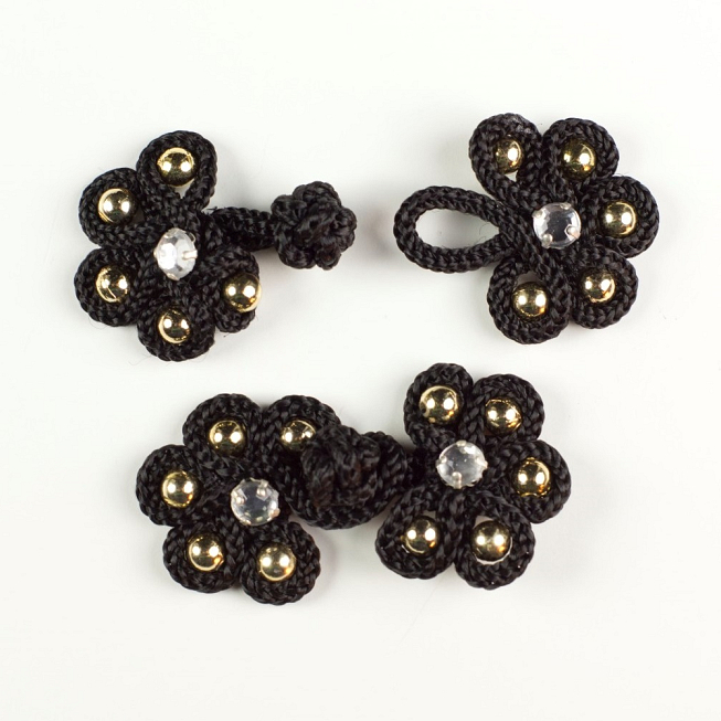 Gold Bead Frog Fasteners, 10 Pairs