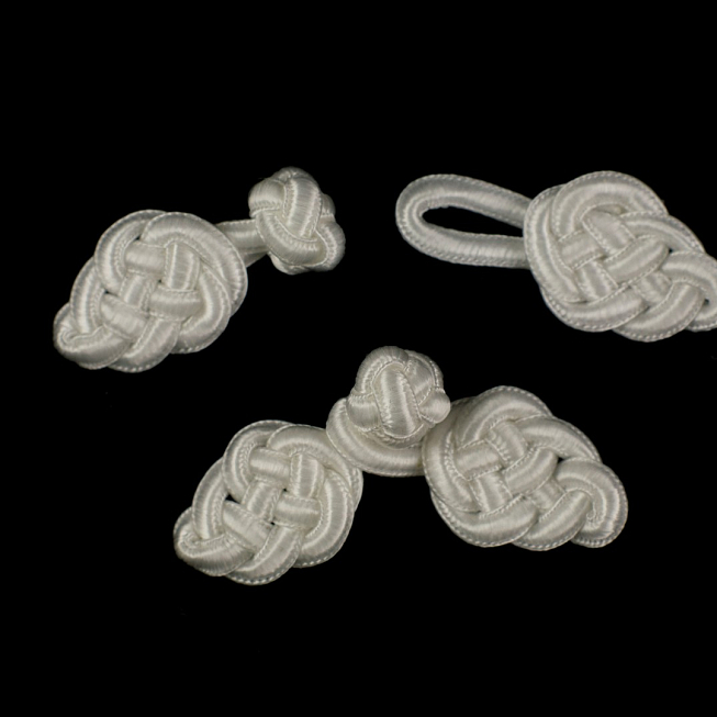 White Braid Frog Fasteners, 10 Pairs
