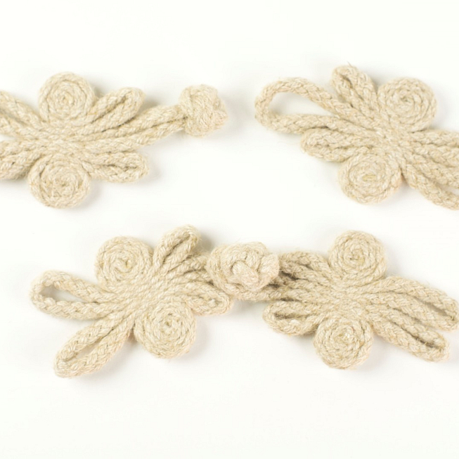Rabbit Hessian Frog Fasteners, 10 Pairs