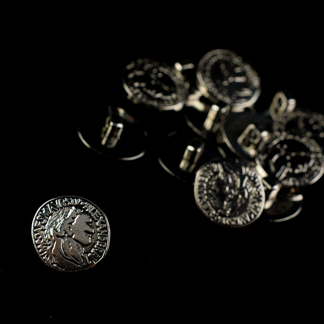 34L Silver Caesar Face Button, 50pcs