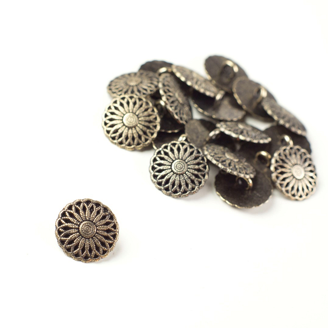 Vintage Metal Daisy Button, 25pcs