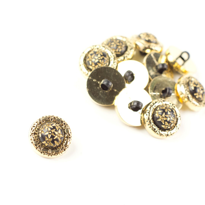 28L Black & Gold Star Button, 50pcs