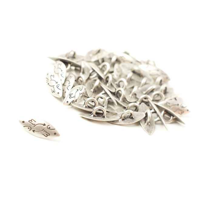 Silver Oval Metal Button, 25pcs