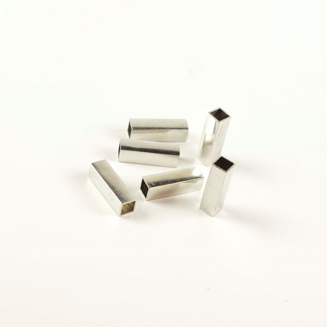 Silver Rectangle Tubes, 50pcs