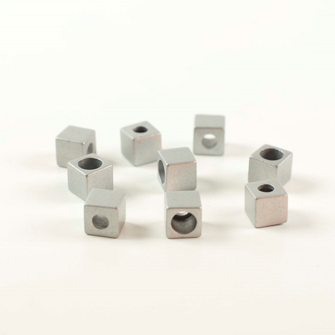 3mm Silver Metal Square Cord Ends, 50pcs