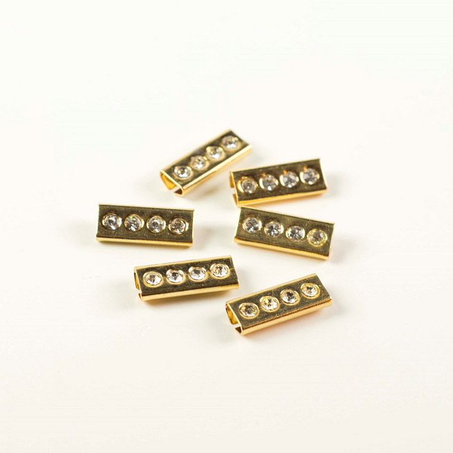 Gold Diamante Metal Beads, 25pcs