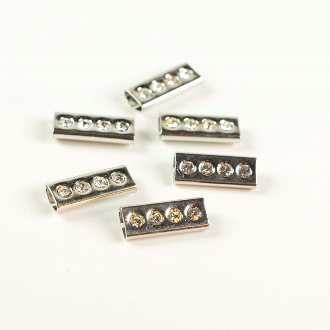 Silver Diamante Metal Beads, 25pcs