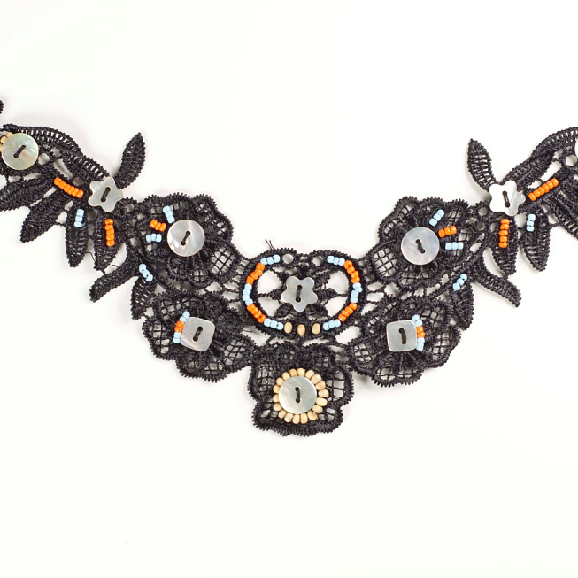 Black Shell Button Applique