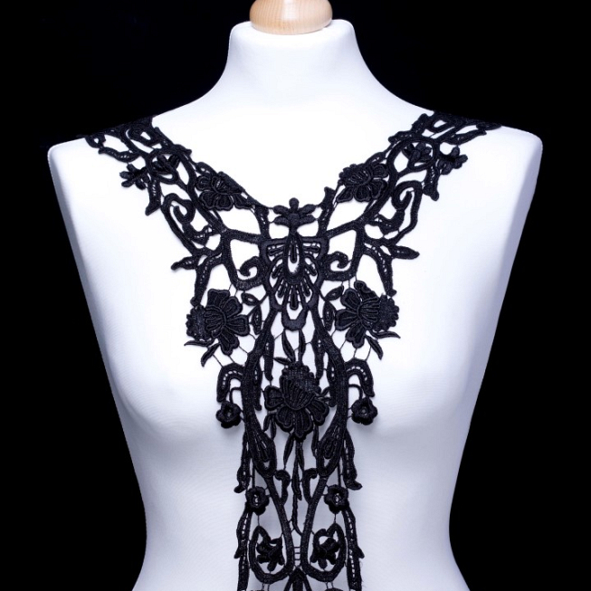 Large Black Guipure Applique