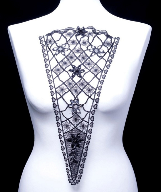 Large Black Floral Applique