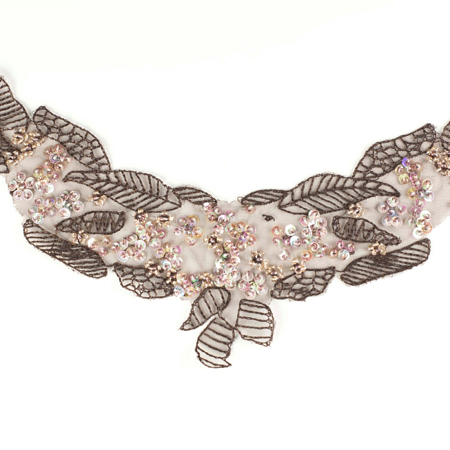 Dark Brown Organza Applique