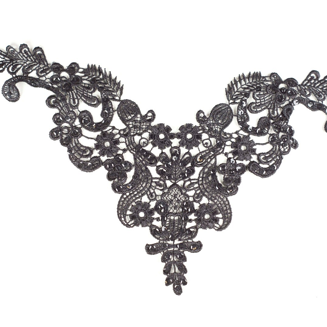 Black Sequin Lace Applique