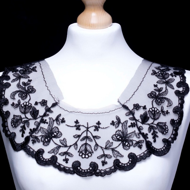 Vintage Large Black Net Neckline