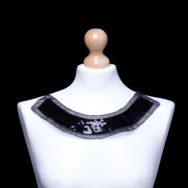 Black Sequined Neckline