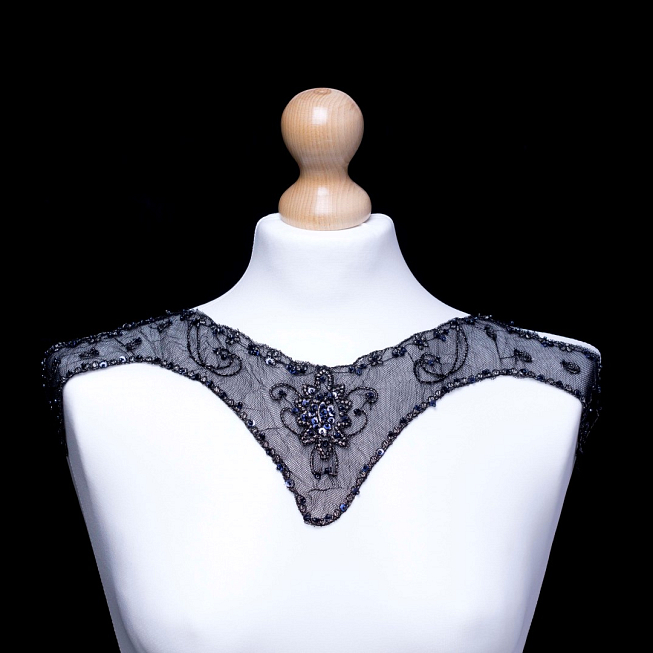 Silver Embroidery Net Neckline