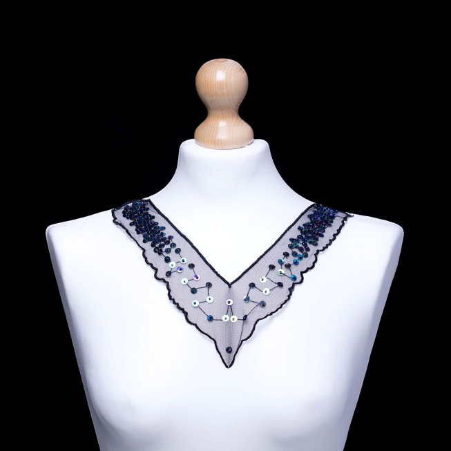 Sequin on 'V' Net Neckline