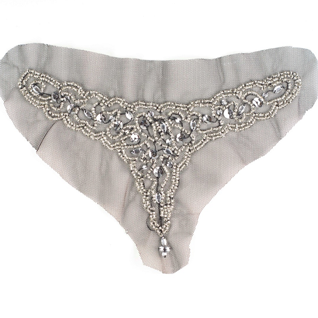 Silver Beaded Applique (Black)