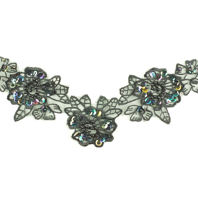 Small Black Floral Applique