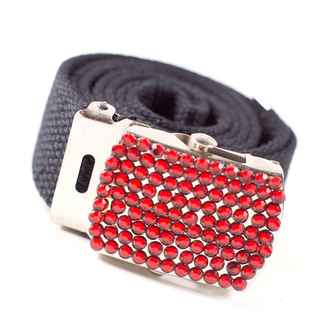 Child Red Diamante Webbing Belt