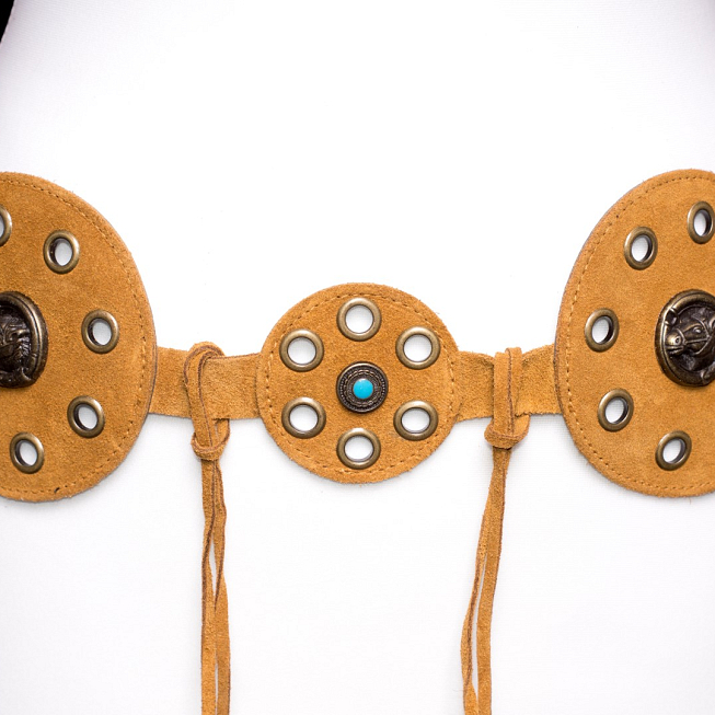 Ladies Brown Suede Cowboy Round Belt