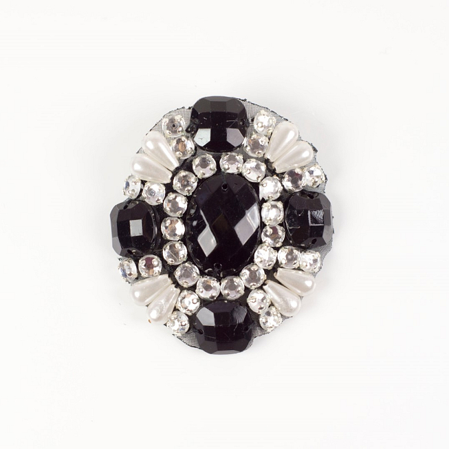 Round Beaded Brooch, 10pcs