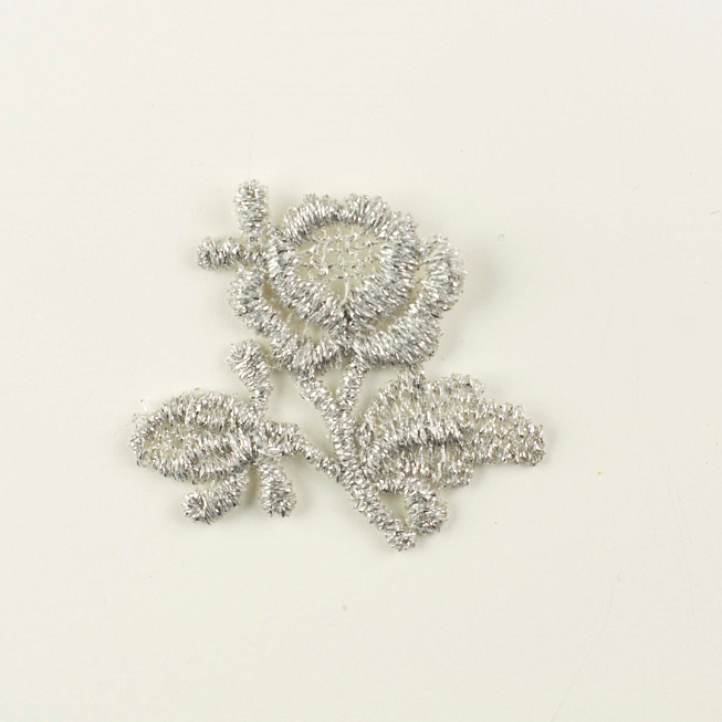 Silver Lurex Rose, 6pcs