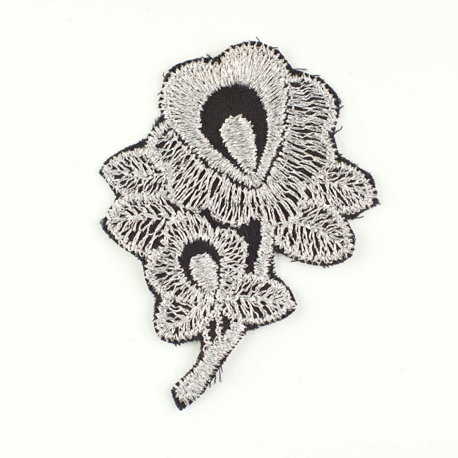 Black & Silver Flower, 6pcs