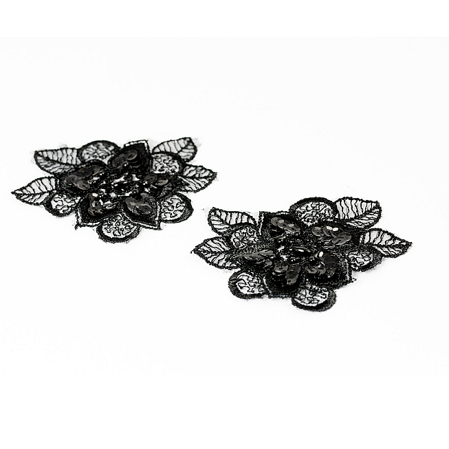 Embroidered Flower Motifs, 1 Pair