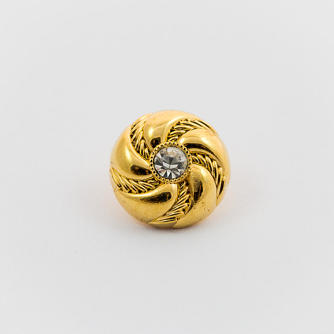 24L Gold Swirl Diamante Button