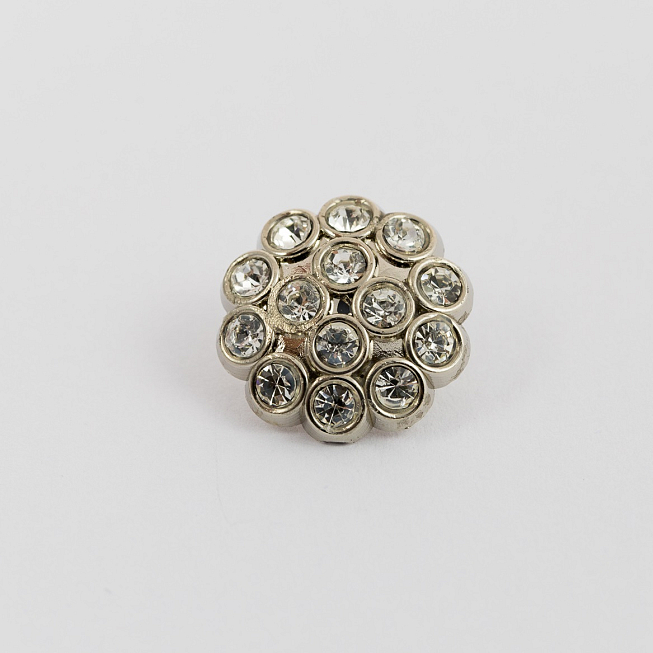 24L Silver Multi-Diamante Button