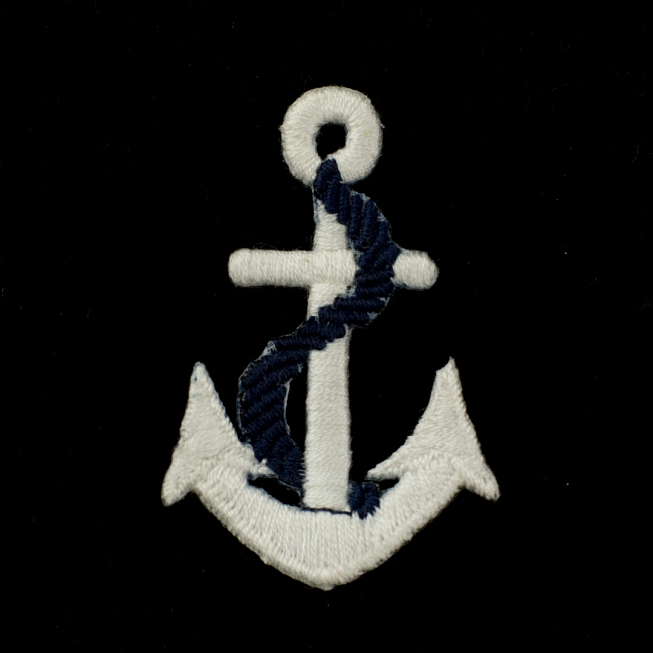 White & Navy Anchor Patch, 5pcs