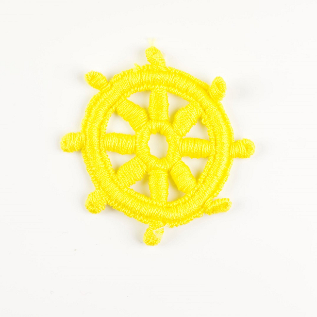 Yellow Ship Wheel Patch, 5pcs
