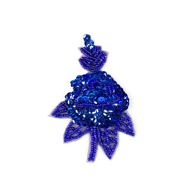 Blue Sequin Flower Motif, 8pcs