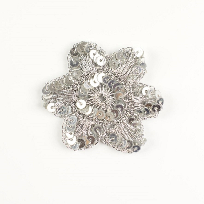 Silver Sequin Star Patch, 12pcs