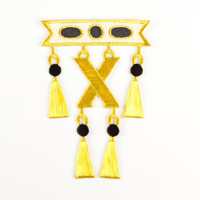 Gold Tassel Embroidered Motif, 2pcs