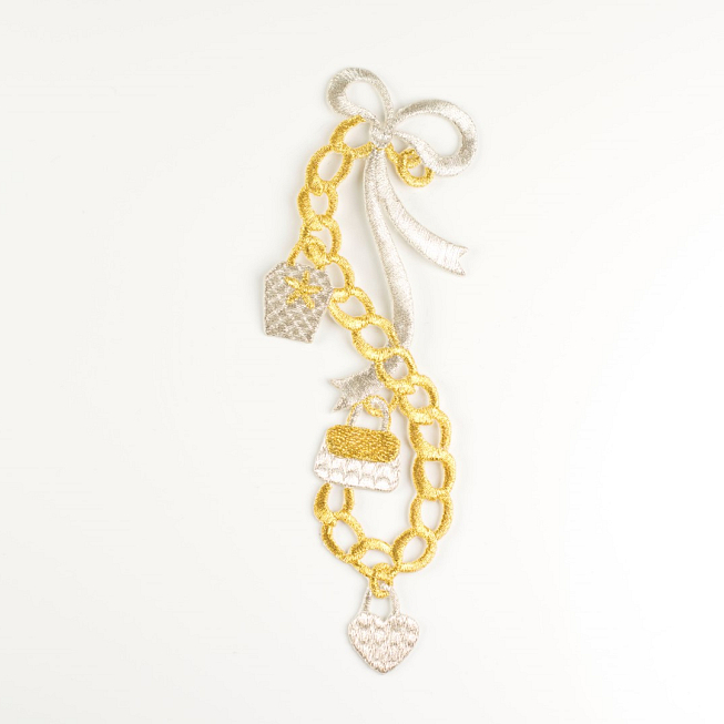 Gold & Silver Chain Embroidered Motif, 2pcs