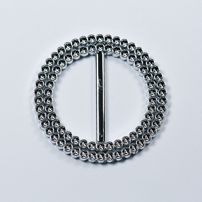 40mm Round Silver Imitation Diamante Slider Buckle