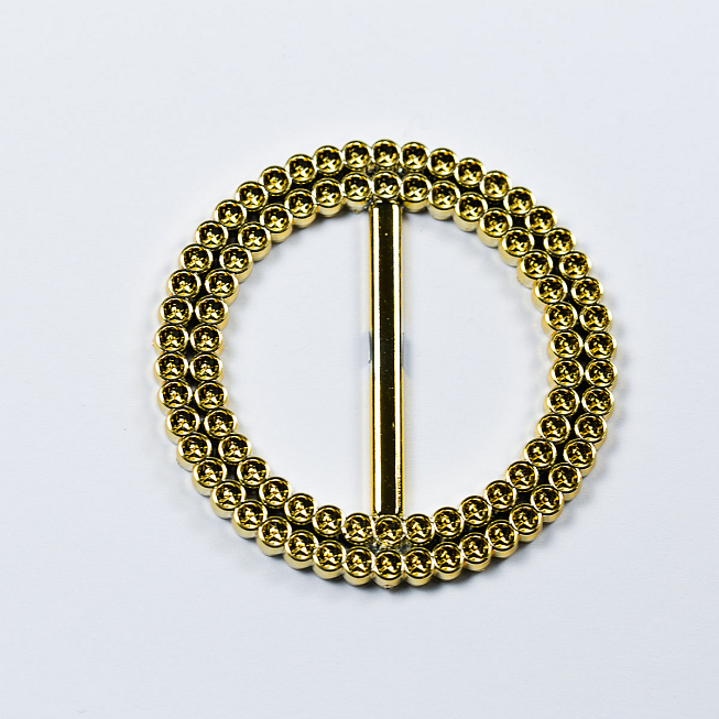 40mm Round Gold Imitation Diamante Slider Buckle