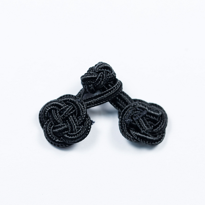 Small Black Braided Frog Fasteners, 10 Pairs