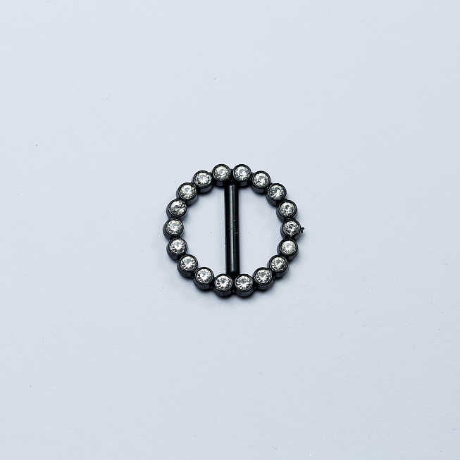 15mm Round Black Diamante Slider Buckle